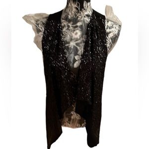 INC International Concepts size small black sequin waterfall front vest